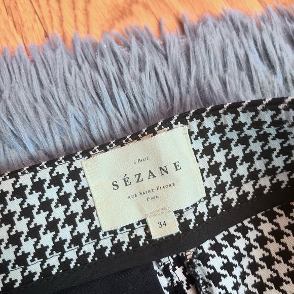 Sezane Clara Pants In Black Houndstooth Print Size 2 34 - Picture 4 of 7